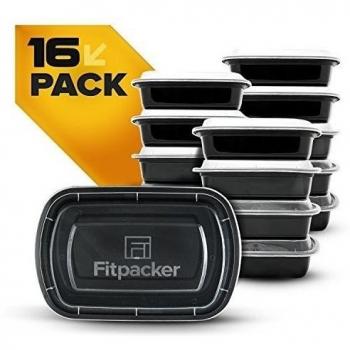 Fitpacker XL Meal Prep Containers - 38oz Portion Control Lunch Box - 16 Pk by Fitpacker