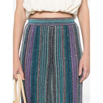 Missoni Women's Striped Wide-Leg Trousers in Clear Blue | Size 42 | DS24WI0QBK039ESM9G9