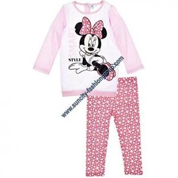Mallas y camiseta de manga larga para bebé, diseño de Minnie, color rojo y rosa de 6 a 23mois rosa blanco/rosa Talla:12 meses