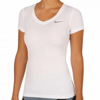 Nike W NK vcty bslyr V-Neck, Camiseta para mujer, mujer, W Nk Vcty Bslyr V-neck, Bianco/Grigio, M