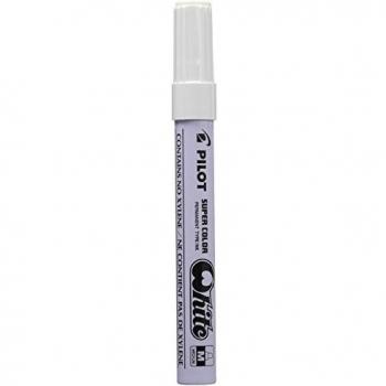 Pilot Super Color SC-W-M - Marcador Permanente de Punta Media, Blanco (Paquete de 12)