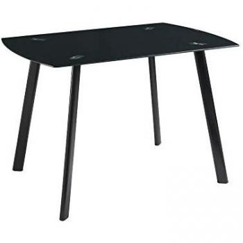 Mesa de Comedor Karla - Cristal Templado y Metal Negro - 120x80x76cm