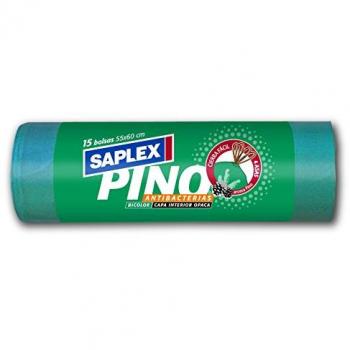 Saplex Bolsa Basura ANTIBACTERIAS PLASTICO Verde 55X60 CM 01PI2387 15 PZ