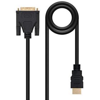 NANOCABLE 10.15.0502 - Cable DVI a HDMI, Macho-Macho, DVI18+1/M-HDMI A/M, Negro, 1.8mts
