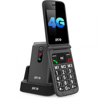 Teléfono Móvil SPC Stella 3 para Mayores con Tapa, 4G, Botón SOS, Teclas Grandes y Volumen de 103dB, Base de Carga y Acceso Directo a Tres Contactos - Color