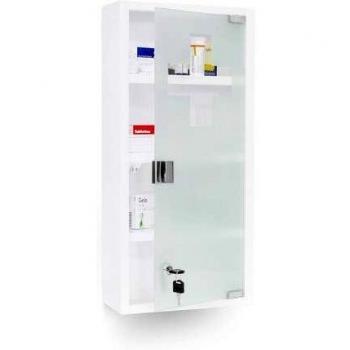 Relaxdays 10018518 - Armario para medicamentos, puerta de vidrio acero, 27 x 57 x 12 cm