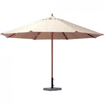Paraguas de Jardín Redondo 350 cm con Mástil de Madera Tropical - Colección Deluxe Garden Sun Top Exclusiva