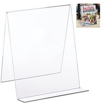 Atril de Libros Acrílico Transparente, Soporte Estable para Cocina DIN A4, 24 x 20 x 20 cm - Relaxdays