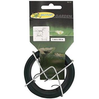 Biotop Alambre metálico plastificado, 50 m, 1 mm de Grosor, B2178