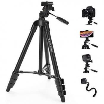 Phone Tripod, Fotopro Camera Tripod Stand, 48 Extendable Aluminum Lightweight Tripod for iPhone/Android Phone/Cameras/DSLR With Bluetooth Remote Control, Phone Holder and Carrying Bag