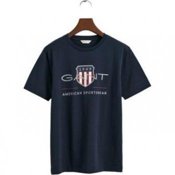 GANT Camiseta Niño - ARCHIVE SHIELD, diseño clásico de escudo en color marino, manga corta y cuello redondo