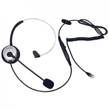 Coodio Teléfono Fijo Auriculares [conmutador de silencio] [Control de Volumen] RJ9 4P4C Monaural Auricular con Micrófono [Cancelación de Ruido] Para Oficina y centro de llamadas Teléfono - Plata