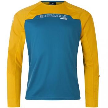 Endura Camiseta De Manga Larga MT500 Burner Azul Acero Amarillo - Talla L