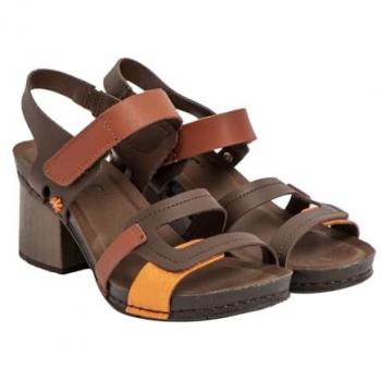 Sandalias de piel multicolor para mujer con tacón de 6.5 cm y cierre de velcro - Art I Wish 2024