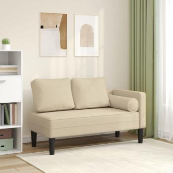 Chaise Longue Sofá Diván con Cojines de Tela en Crema