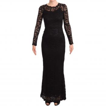 Dolce & Gabbana Black Cotton Lace Mermaid Long Sleeves Dress - IT38|XS