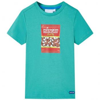 Camiseta infantil de manga corta color verde menta oscuro 92