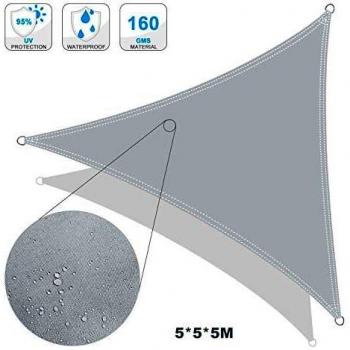Wokkol Toldos Impermeables Exterior, Toldo Vela de Sombra Triangular 5X5X5M, Toldo Vela Impermeable, Protección Rayos UV, Toldo Resistente para Patio, Exteriores, Jardín