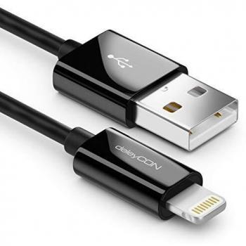 Cable USB Lightning de 2 m MFI Certificado para Apple, color negro