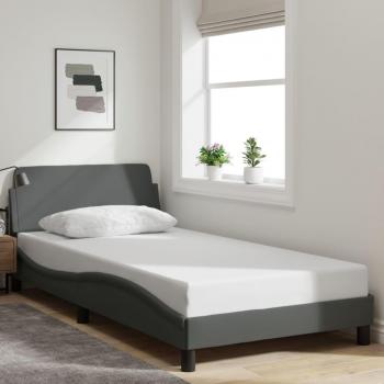 Cama solar con cabecero gris oscuro en tela 100x200 cm Vidaxl