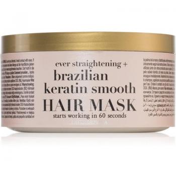 Mascarilla de Keratina Brasil Liso 300 ml - Ogx, para cabellos quebradizos, fórmula hidratante y nutritiva, ideal para alisar y suavizar el cabello