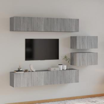 Set de Muebles para TV 6 Piezas en Madera Contrachapada Gris Sonoma