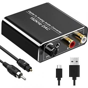 FOKKY Conmutador de audio cyfrowy, DAC z regulatorem głości przetwornik DA aluminio concertado audio SPDIF Toslink