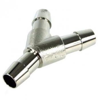 8mm Y Tube Connector - Nickel Plated Brass