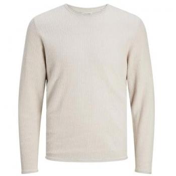 Jack & Jones Cooper Knit Crew Neck Sweater - Oatmeal Beige, Regular Fit, Men's XL