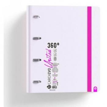 Carpeta Carpebloc Foam 360 PP Rígido 100 Hojas A4 con 4 Separadores y Cierre de Goma, Color United Neon Malva