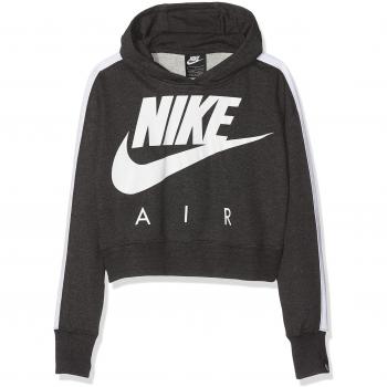 Nike G NSW Crop PE Air Sweatshirt, Niñas, Black Heather White, L