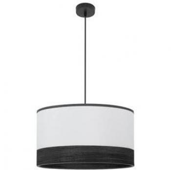Lámpara Colgante Moderna Olga 1xe27 Negro/Blanco con Madera Negra - Dimensiones Regx50x50 Cm