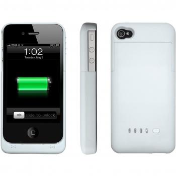 Vanda®-Carcasa con cargador para iPhone 4 / 4S de Apple; capacidad: 1900 mAh; Multiplique la duración de la batería de su iPhone 4 / 4S de Apple-blanco