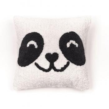 Cojín cuadrado desenfundable de algodón con diseño de cabeza de panda - Blanco/Negro - 40 x 40 cm