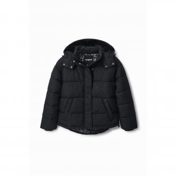 Desigual Black Hooded Down Jacket for Women, Size S
