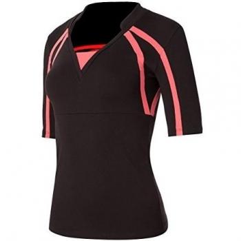 Naffta Tenis Padel - Camiseta de manga larga para mujer, color negro / coral medio, talla L
