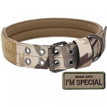 S.Lux - Collares tácticos para perros, nailon militar ajustable con hebilla de metal en D para entrenamiento de perros, colección de collares de martingala clásicos de color sólido