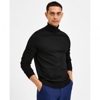 Jersey Selected Merino negro cuello vuelto para hombre