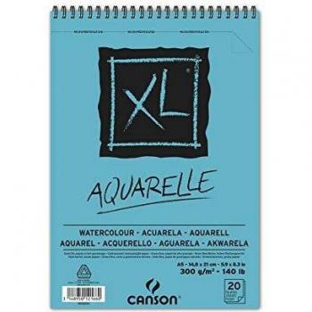 Canson XL Aquarelle, Álbum Espiral Microperforado, A5, 20 Hojas, Grano Fino 300g