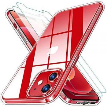 KEEPXYZ Funda para iPhone 12 iPhone 12 Pro + 2 Pcs Protector de Pantalla para iPhone 12 12 Pro Cristal Templado, Flexible Silicona Transparente TPU Carcasa + Vidrio Templado para iPhone 12/12 Pro