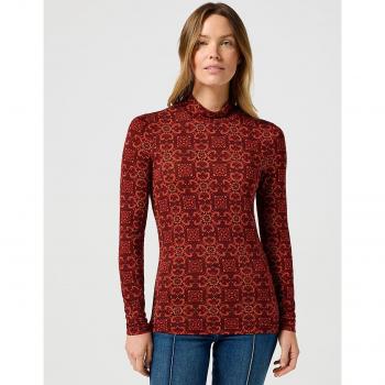 Wrangler - Camiseta de mujer estampada de manga larga 112358285 Rojo
