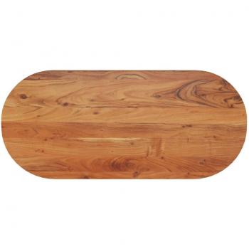 Tablero de mesa ovalado de madera maciza de acacia 110x50x3,8 cm color marrón