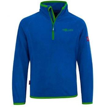Trollkids Jersey de Polar Nordland con Cremallera para Niños, Color Azul Medio/Verde Talla 5 años