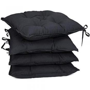 Set de 4 cojines para sillas antracita 40x40x8cm viscoelásticos, transpirables e ideales para interior y exterior