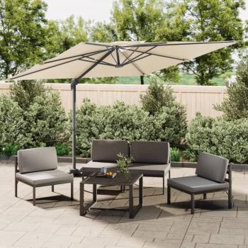 Sombrilla colgante de doble techo blanca arena 400x300 cm