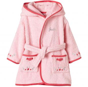 VERTBAUDET Albornoz de baño para bebé, Pequeño Ratoncito Rosa Claro Liso con Adorno 18M-81CM