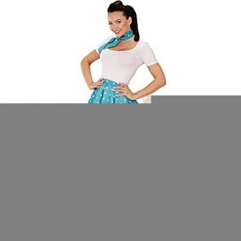 WIDMANN 01080-50s Disfraz Adulto Rock'n'Roll Chica, Lunares falda y pañuelo, turquesa, Talla Ênica