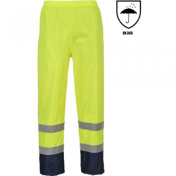 Pantalón de Lluvia Clásico Alta Visibilidad Contrastado Amarillo/Navy XL con Cintas Reflectantes