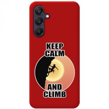 Funda Silicona Líquida Roja para Samsung Galaxy A25 5G con Diseño de Mujer y Dibujos de Escalada