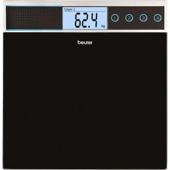 Beurer GS39 Báscula de Baño Digital con Función de Voz, Altavoz Integrado, Pantalla LCD Iluminada, Capacidad 150 kg, Conmutación entre 5 Idiomas